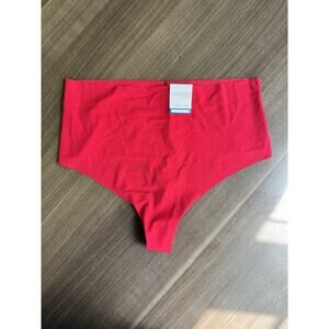 NWT B. Tempted Candy Apple Red High Waist Thong Womens Size XL